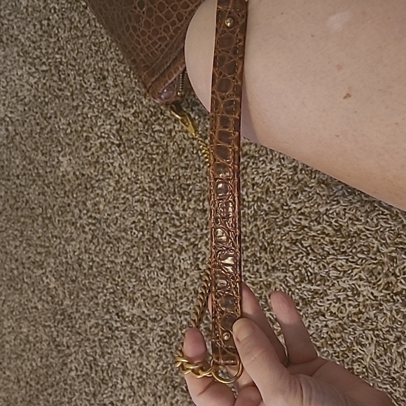 Rebecca Minkoff Edie embossed crocodile shoulder bag brown & gold hardware GUC ! - Picture 7 of 14